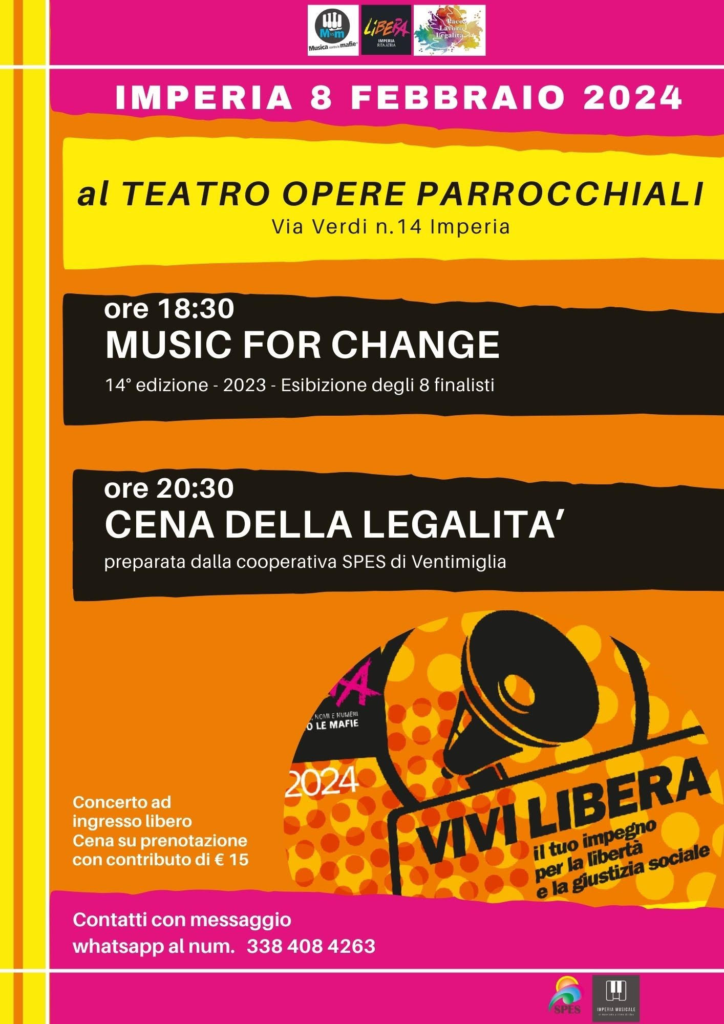 locandina della cena della legalità organizzata da libera imperia