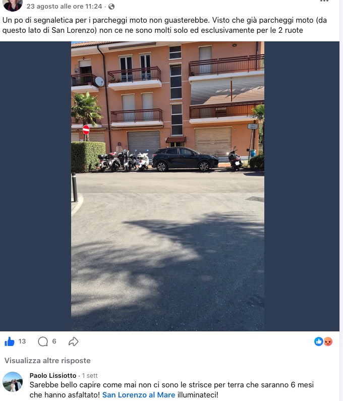 San lorenzo al mare la situazione dei parcheggi moto