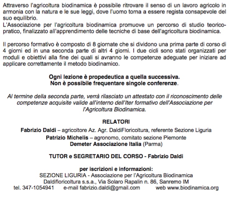 corso 2018 biodinamica sanremo