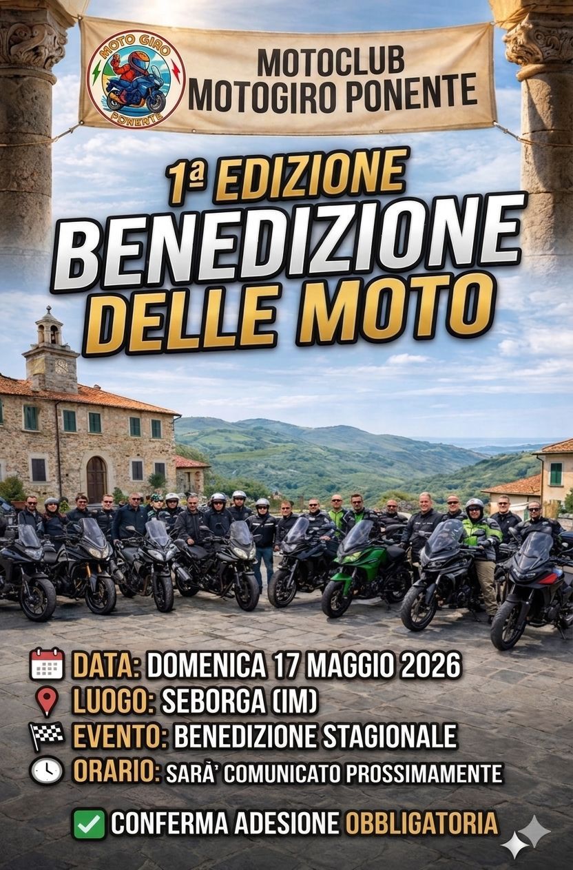 locandina della prima benedizione delle moto motoclub del ponente