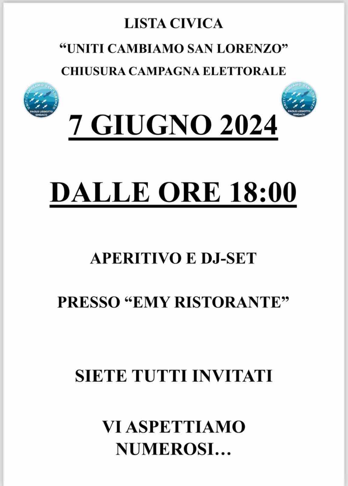 locandina elezioni san lorenzo al mare