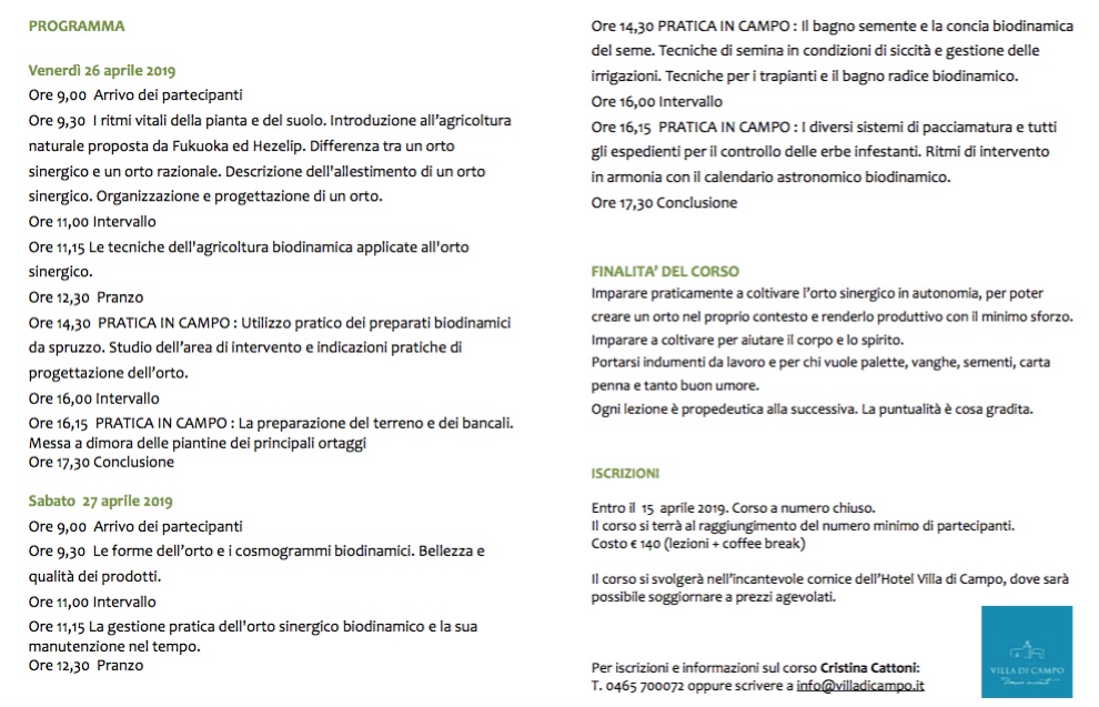 orto sinergico corso