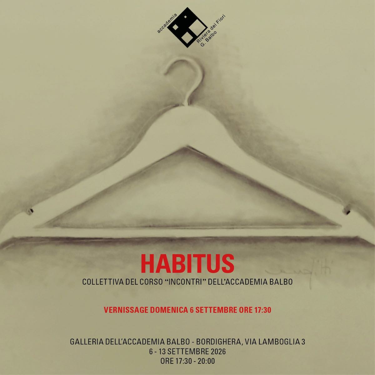 locandina HABITUS la mostra collettiva a bordighera