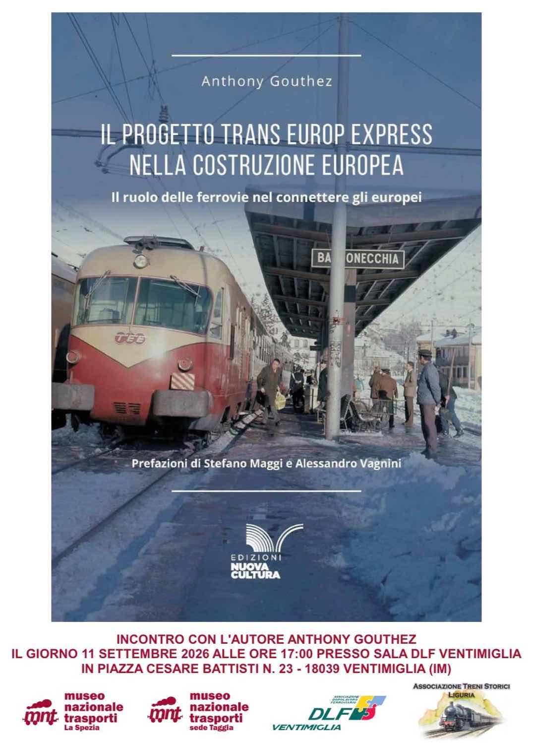 Locandina Presentazione Libro su Trans Europe Express a Ventimiglia