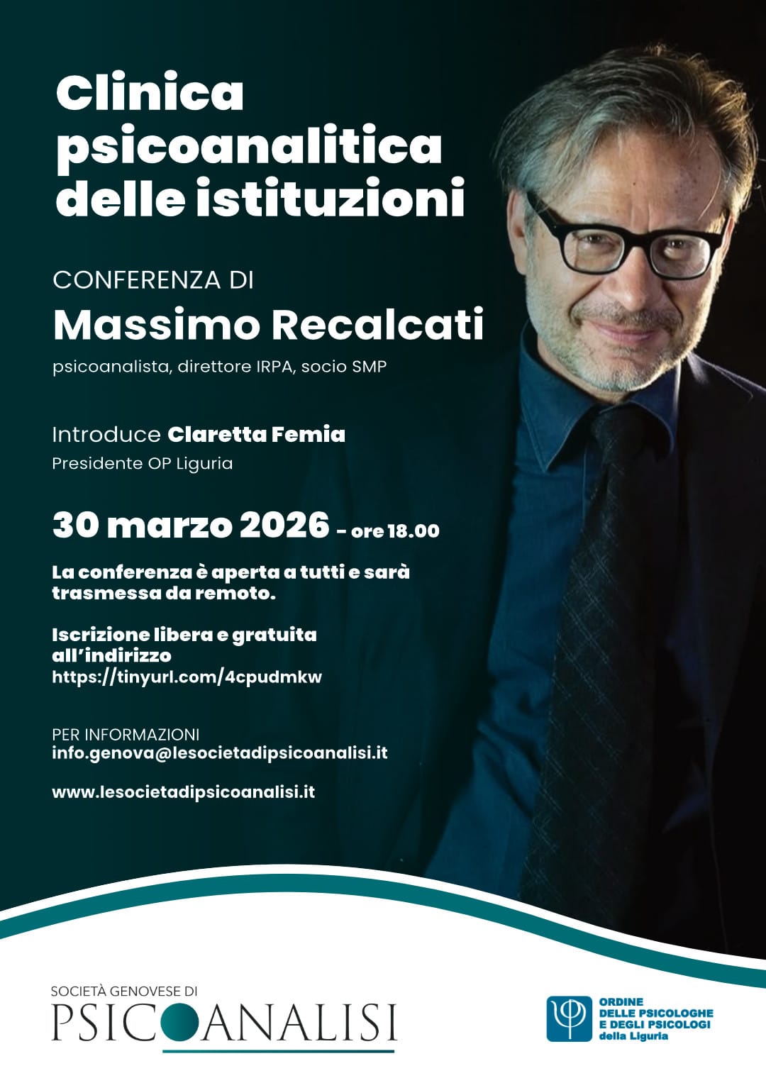 Massimo Recalcati a Genova locandina evento