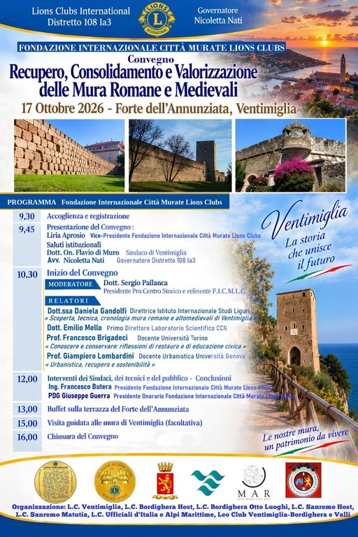 locandina del convegno a ventimiglia le città murate