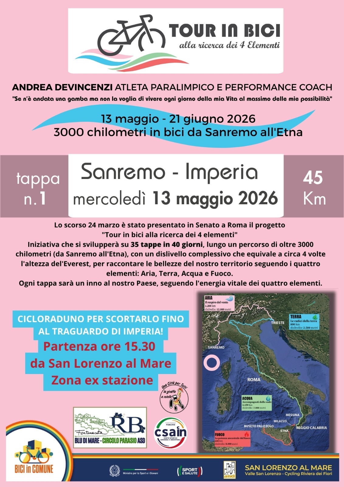  locandina tour in bici alla ricerca dei 4 elementi