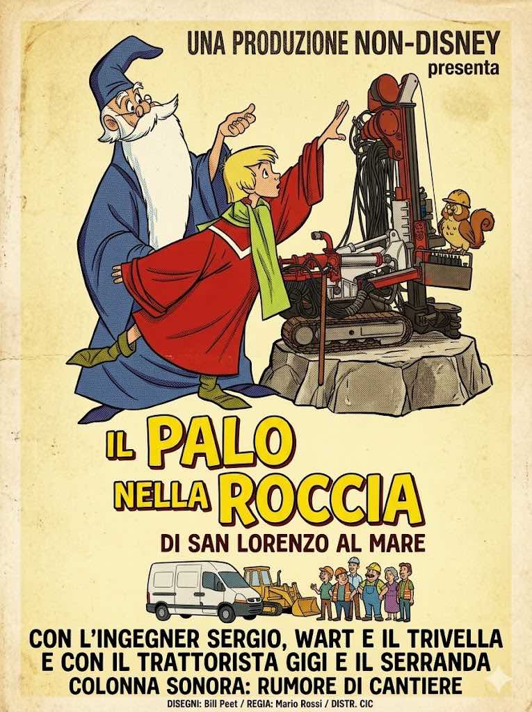 locandina del kolossal burogratico il palo nella roccia di san lorenzo al mare