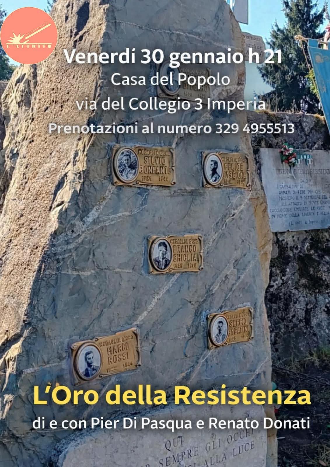  locandina  dello spetttacolo teatrale l'oro della resistenza