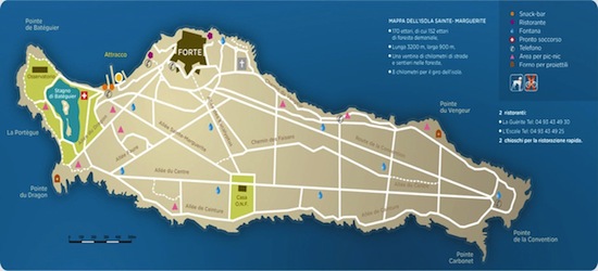 Piantina Isola di Santa Margherita Cannes Piantina dell'isola di Santa Margherita cannes